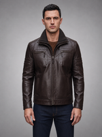Ebony Brown Leather Jacket For Men