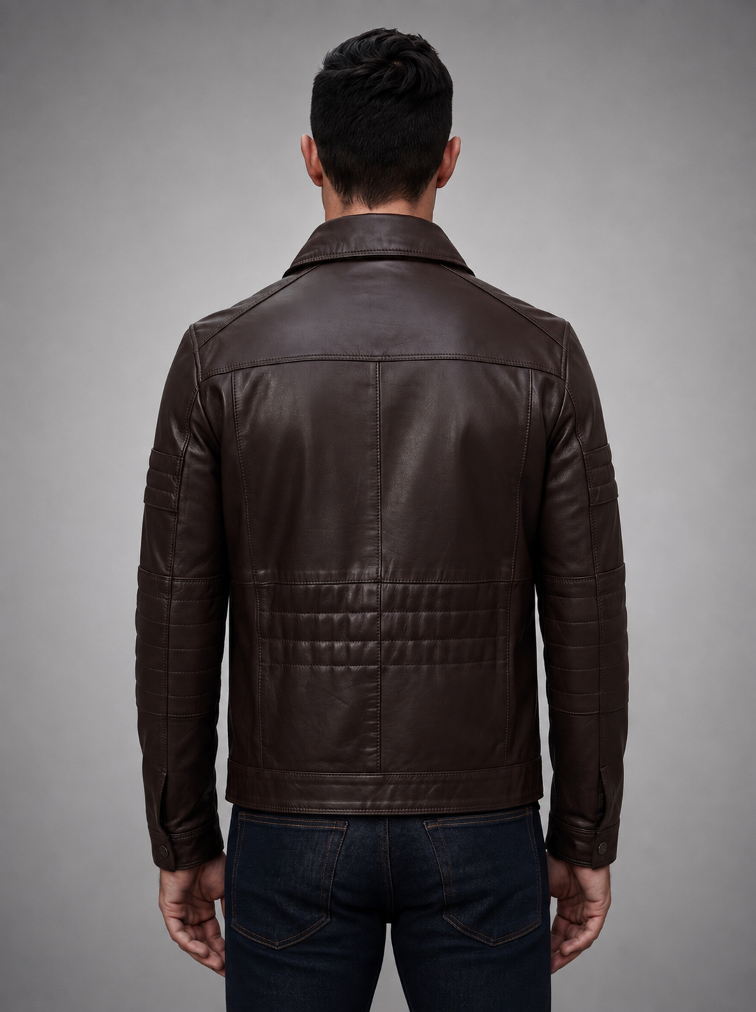 Ebony Brown Leather Jacket For Men