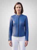 Eden Judith Blue Women Leather Jacket
