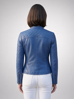 Eden Judith Blue Women Leather Jacket