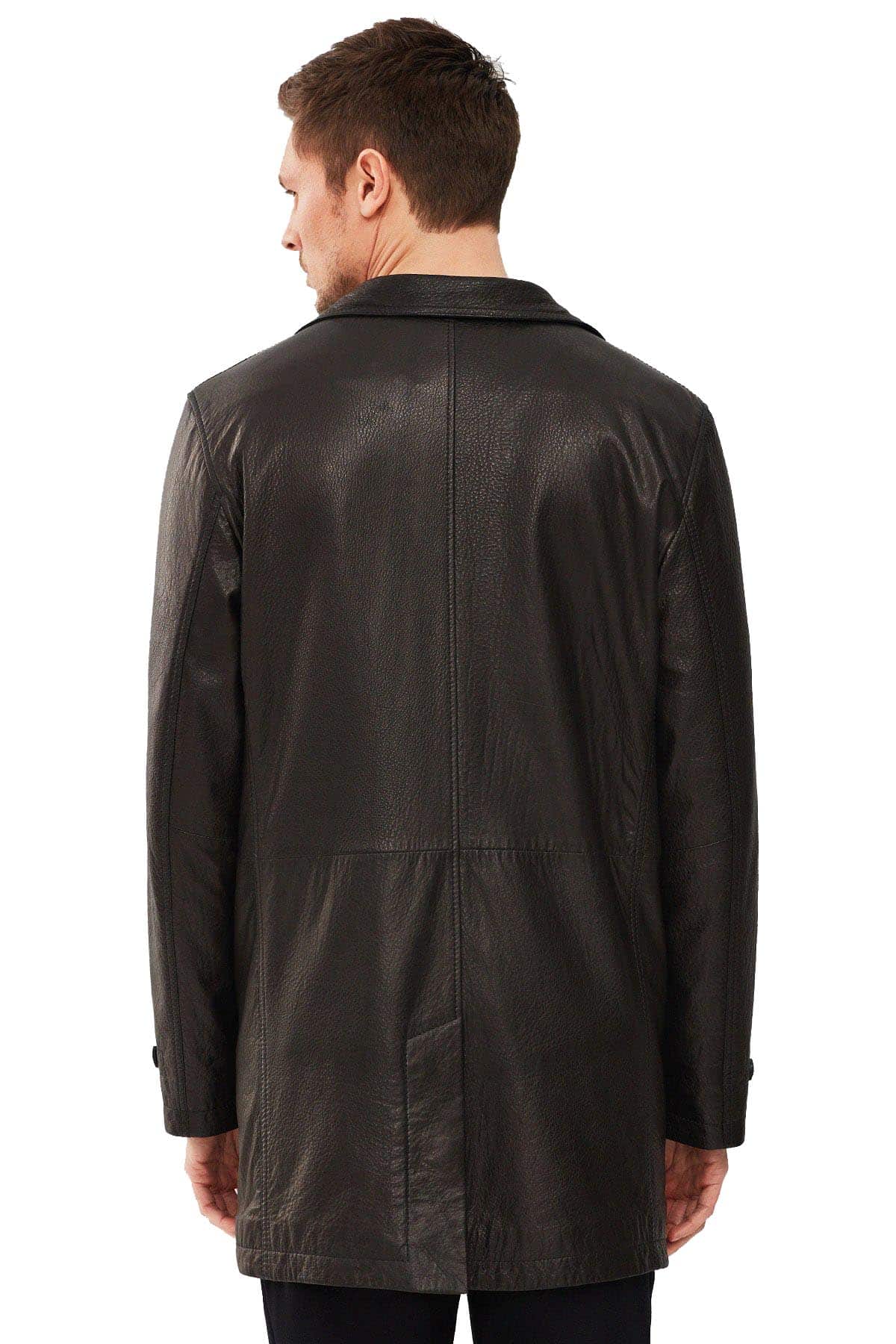 Raymond Dark Brown Long Leather Coat For Men