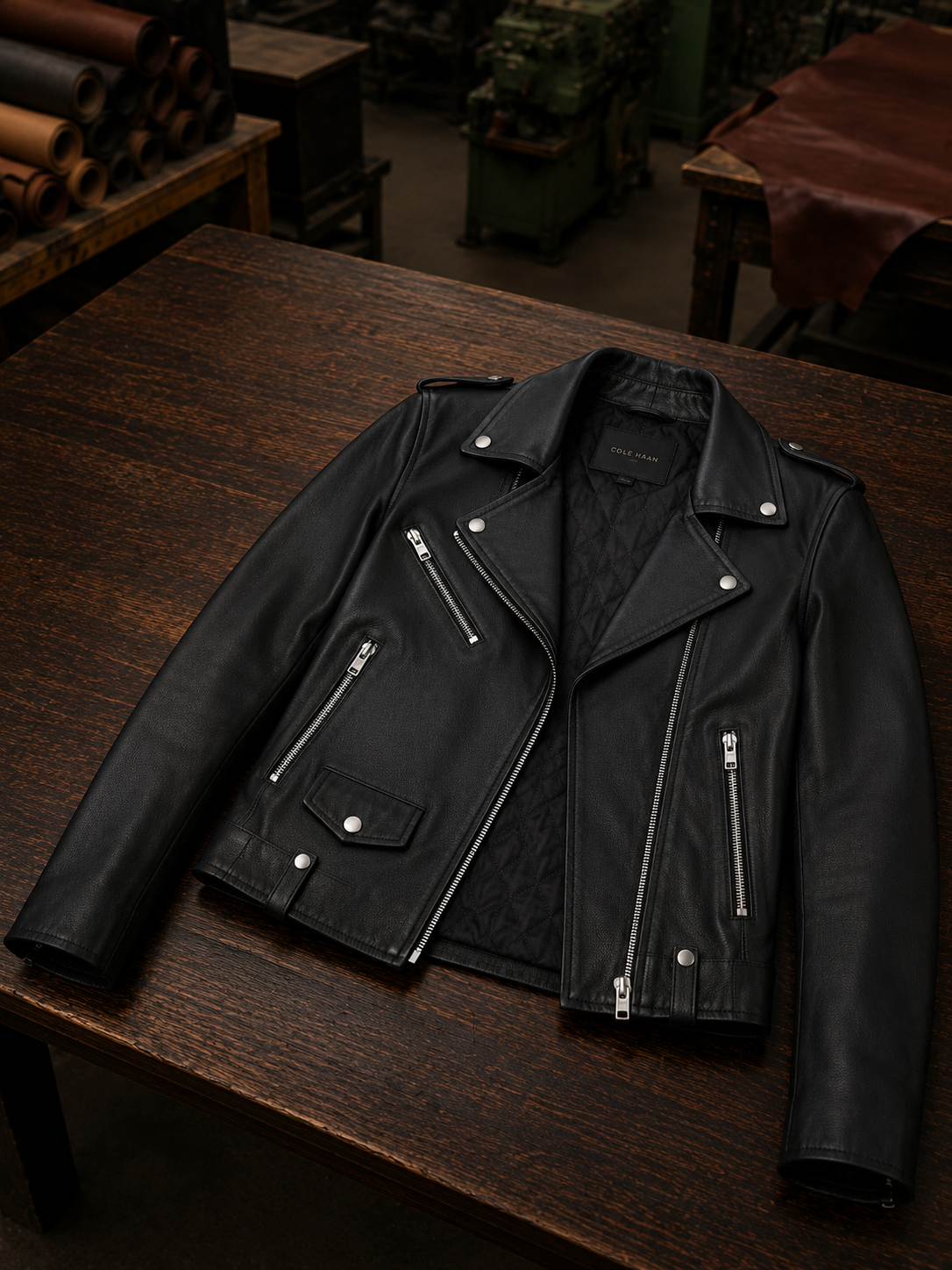 Egoist Biker Black Leather Jacket For Women