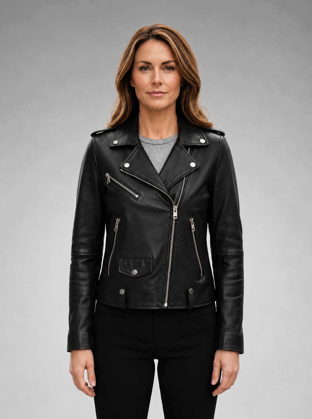 Egoist Biker Black Leather Jacket For Women