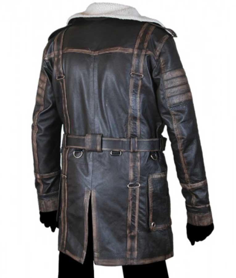 Maxson black Rubuff Quilted Leather coat For Men