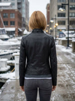 Eliya Black Stylish Leather Jacket For women