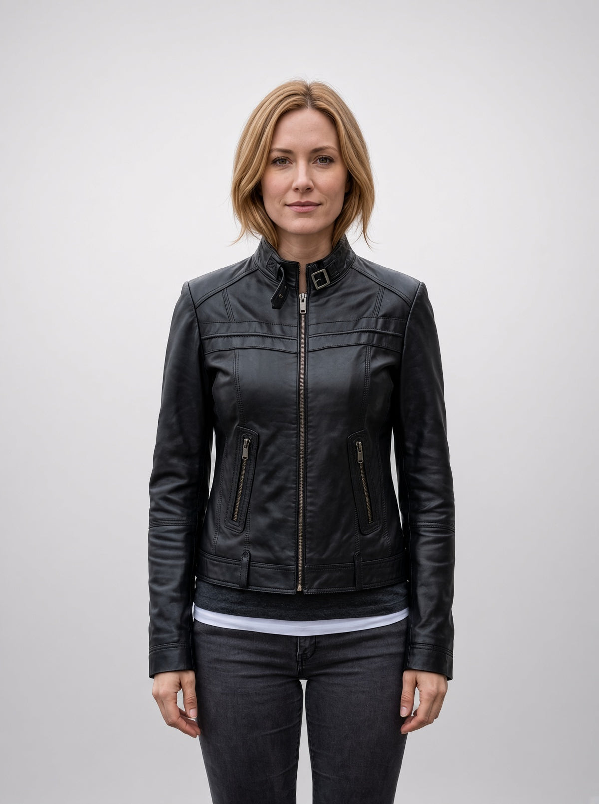 Eliya Black Stylish Leather Jacket For women