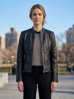 Elizabeth Black Rider Leather Jacket For Women