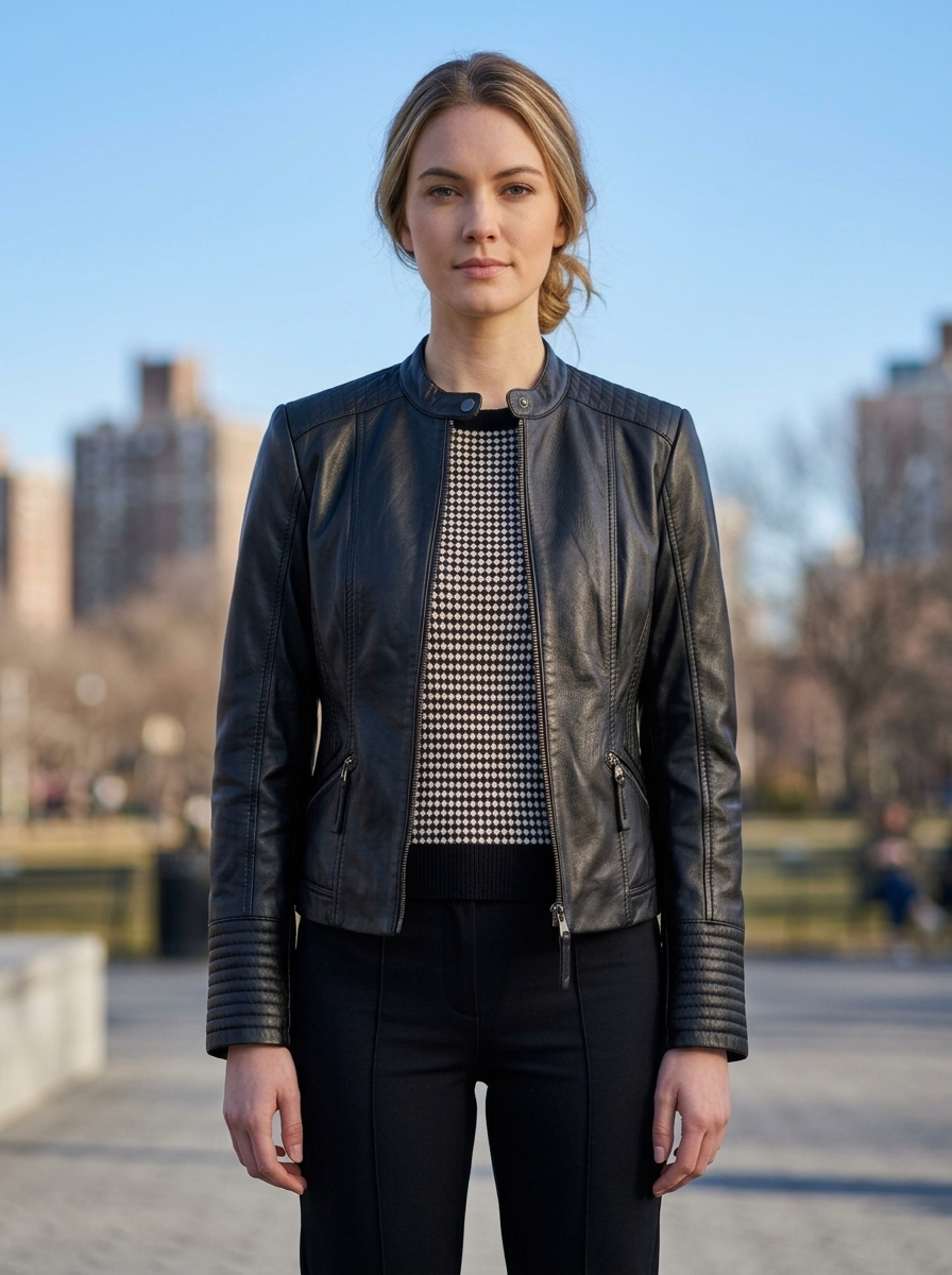 Elizabeth Black Rider Leather Jacket For Women