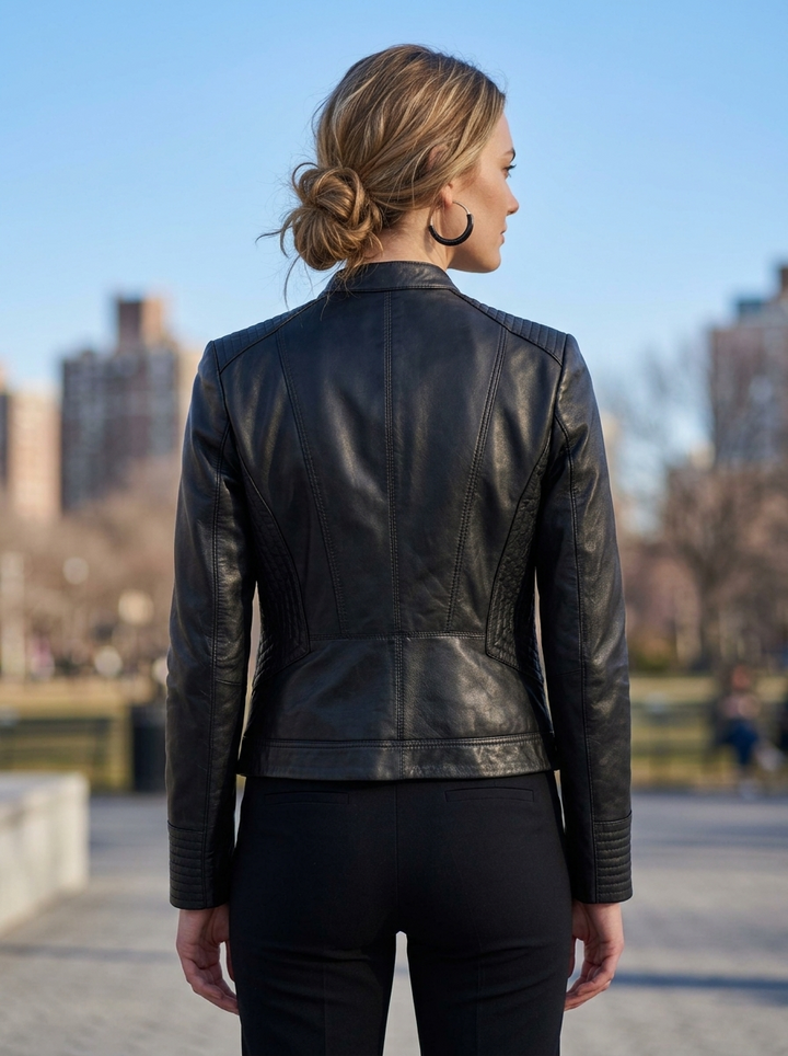 Elizabeth Black Rider Leather Jacket For Women