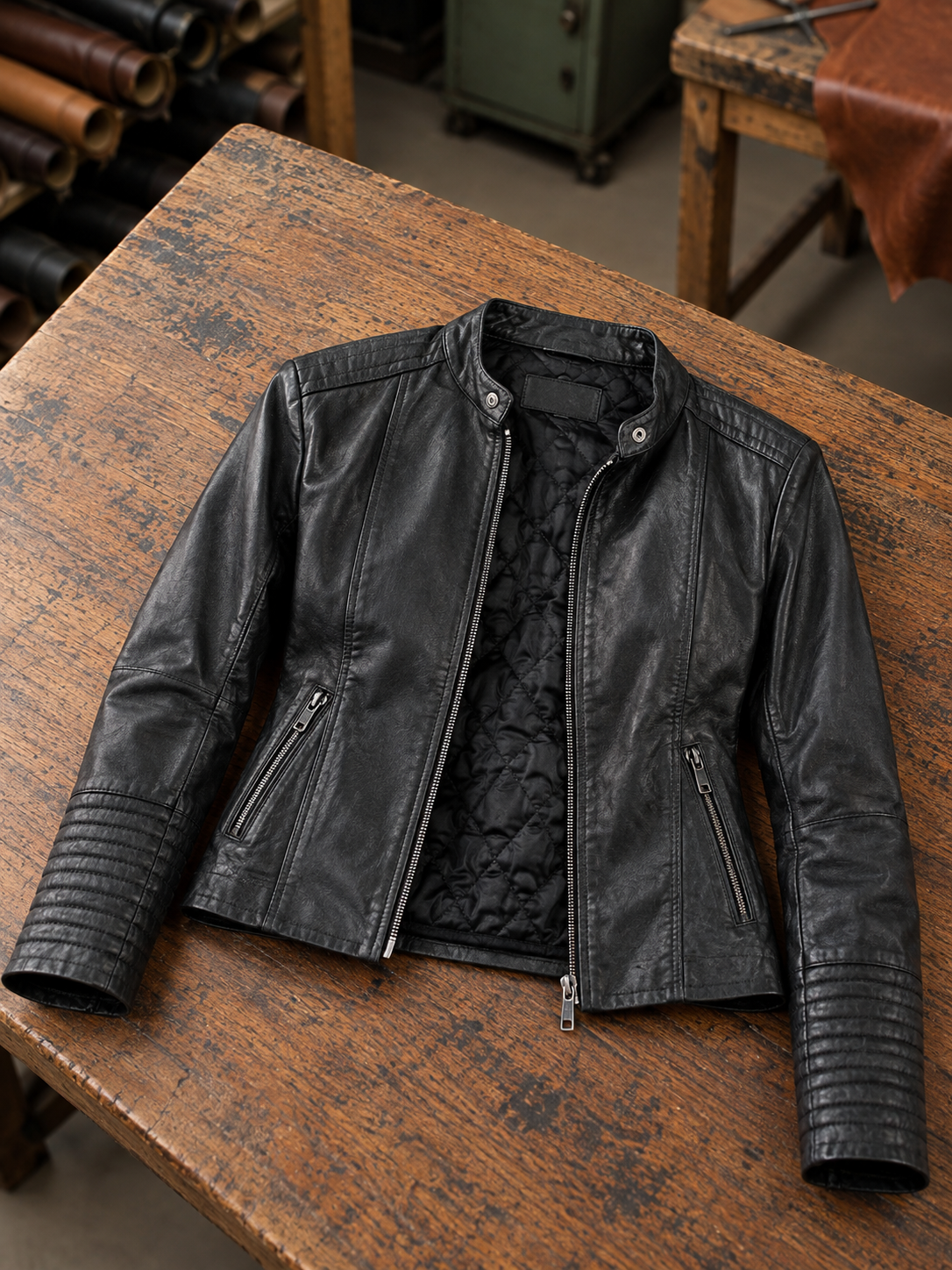 Elizabeth Black Rider Leather Jacket For Women
