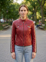 Eloise Red Stylish Leather Jacket For Women
