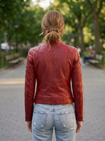 Eloise Red Stylish Leather Jacket For Women