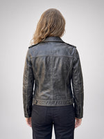 Emma Black Leather Jacket For Women's