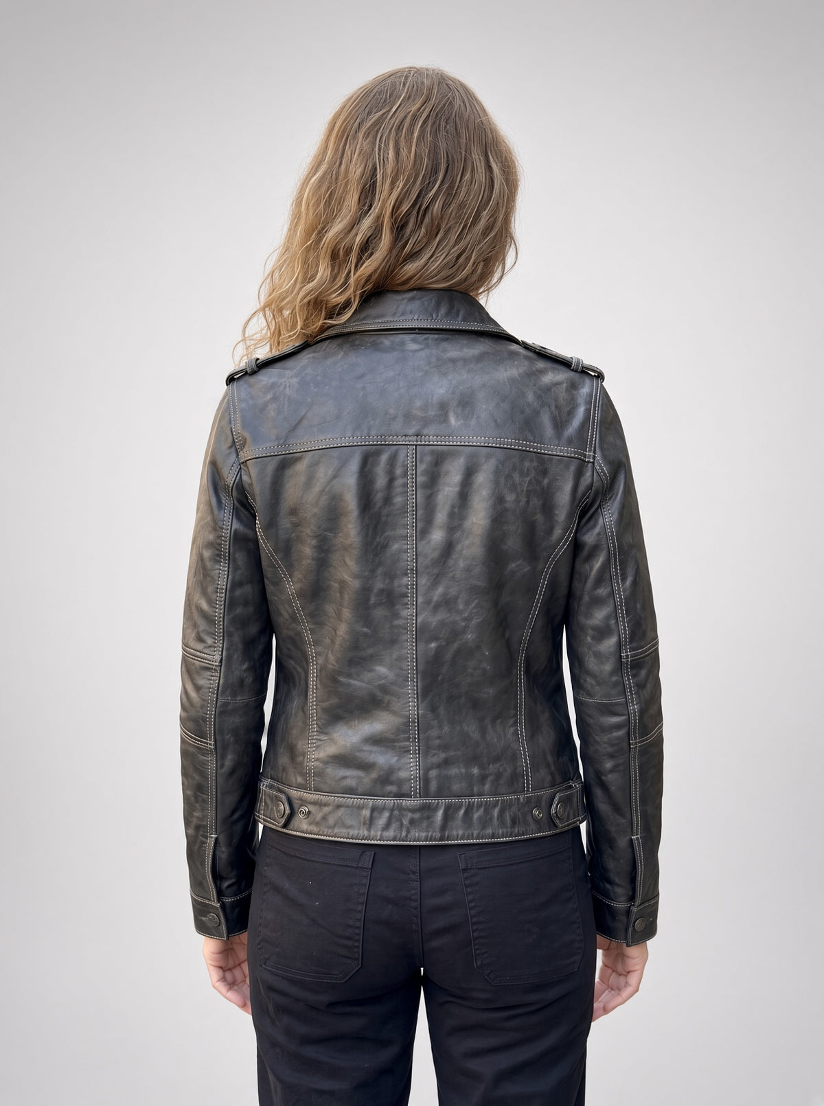 Emma Black Leather Jacket For Women's
