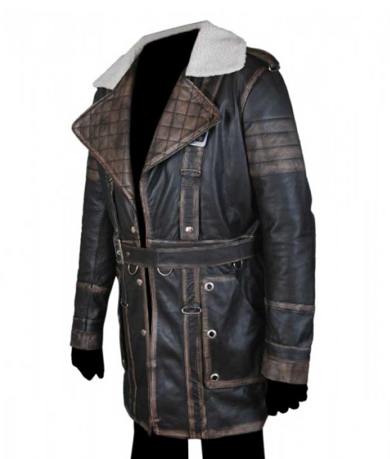 Maxson black Rubuff Quilted Leather coat For Men