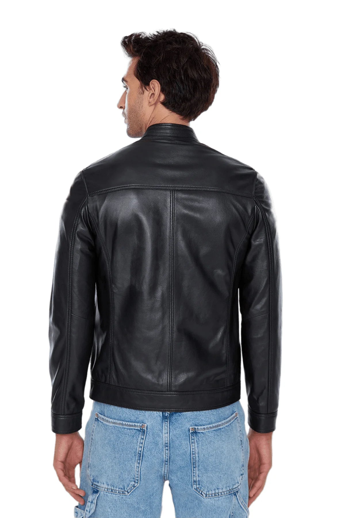 Jacob Black Biker Rider Leather Jacket For Men