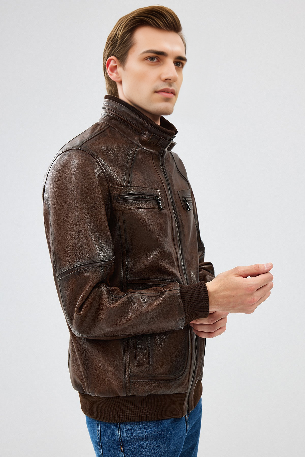 Felix Brown Leather Jacket For Men