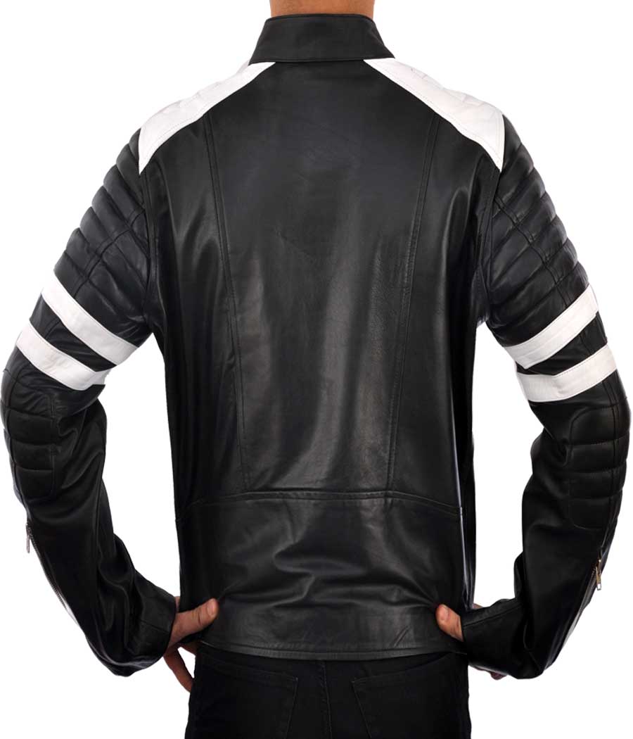 Bike Racer Black Leather Jacket For Men