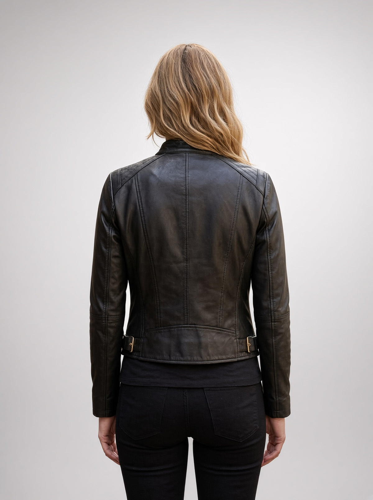 Florance Black Leather Jacket For Women
