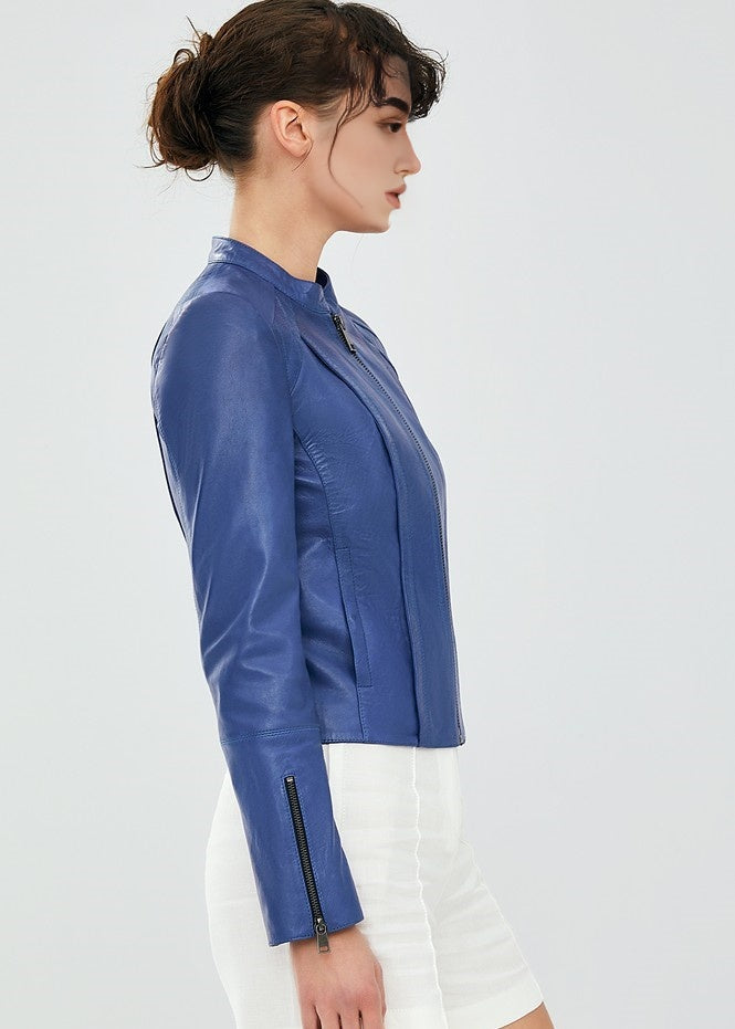 Eden Judith Blue Women Leather Jacket