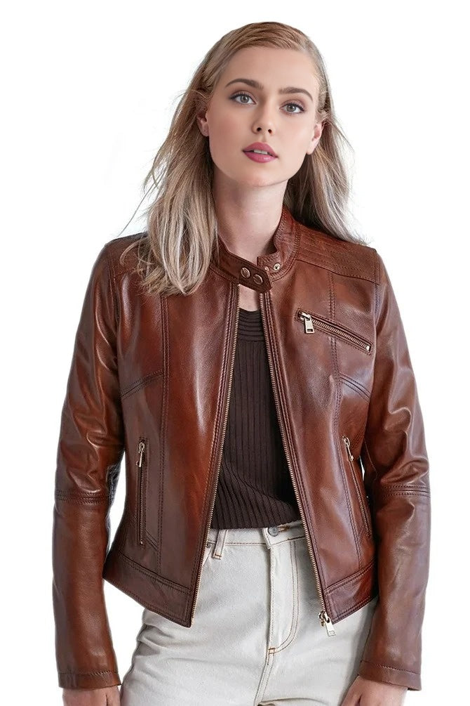 Catherine Brown Real Leather Jacket For Men