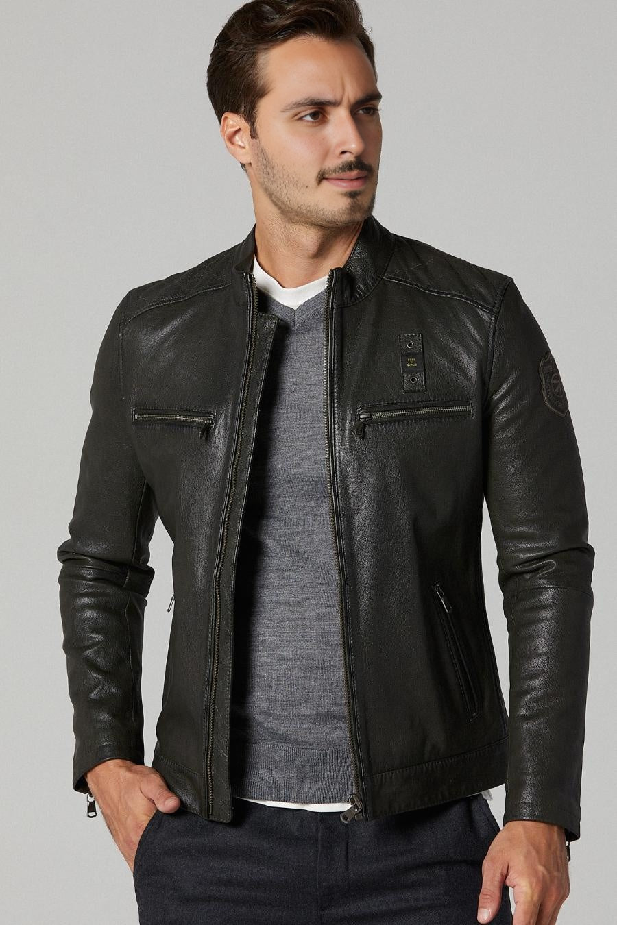Cruise Distressed Black leather Jacket For Men