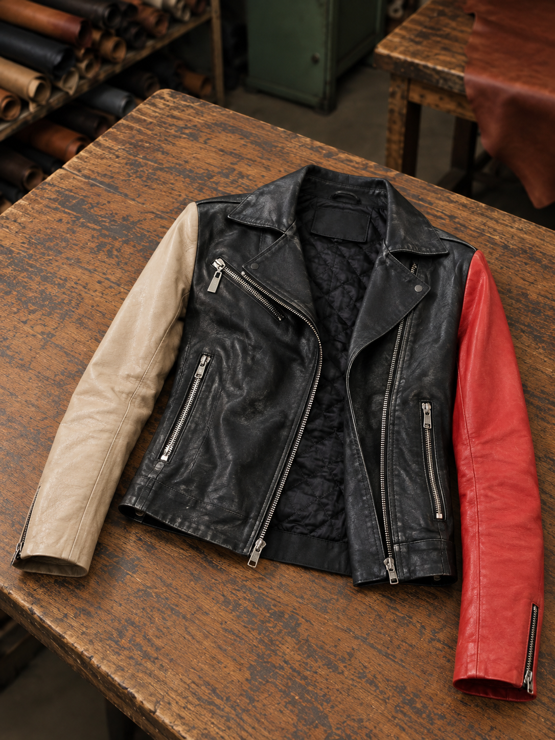 Gabriella Women Black Leather Jacket With Stylish Sleeves