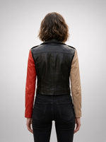 Gabriella Women Black Leather Jacket With Stylish Sleeves