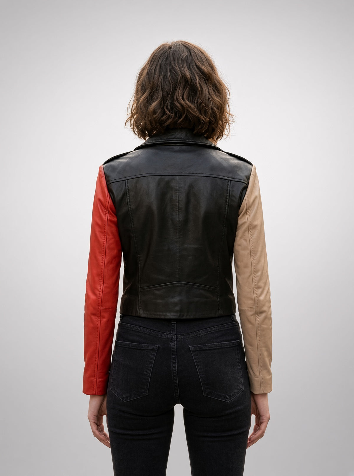 Gabriella Women Black Leather Jacket With Stylish Sleeves