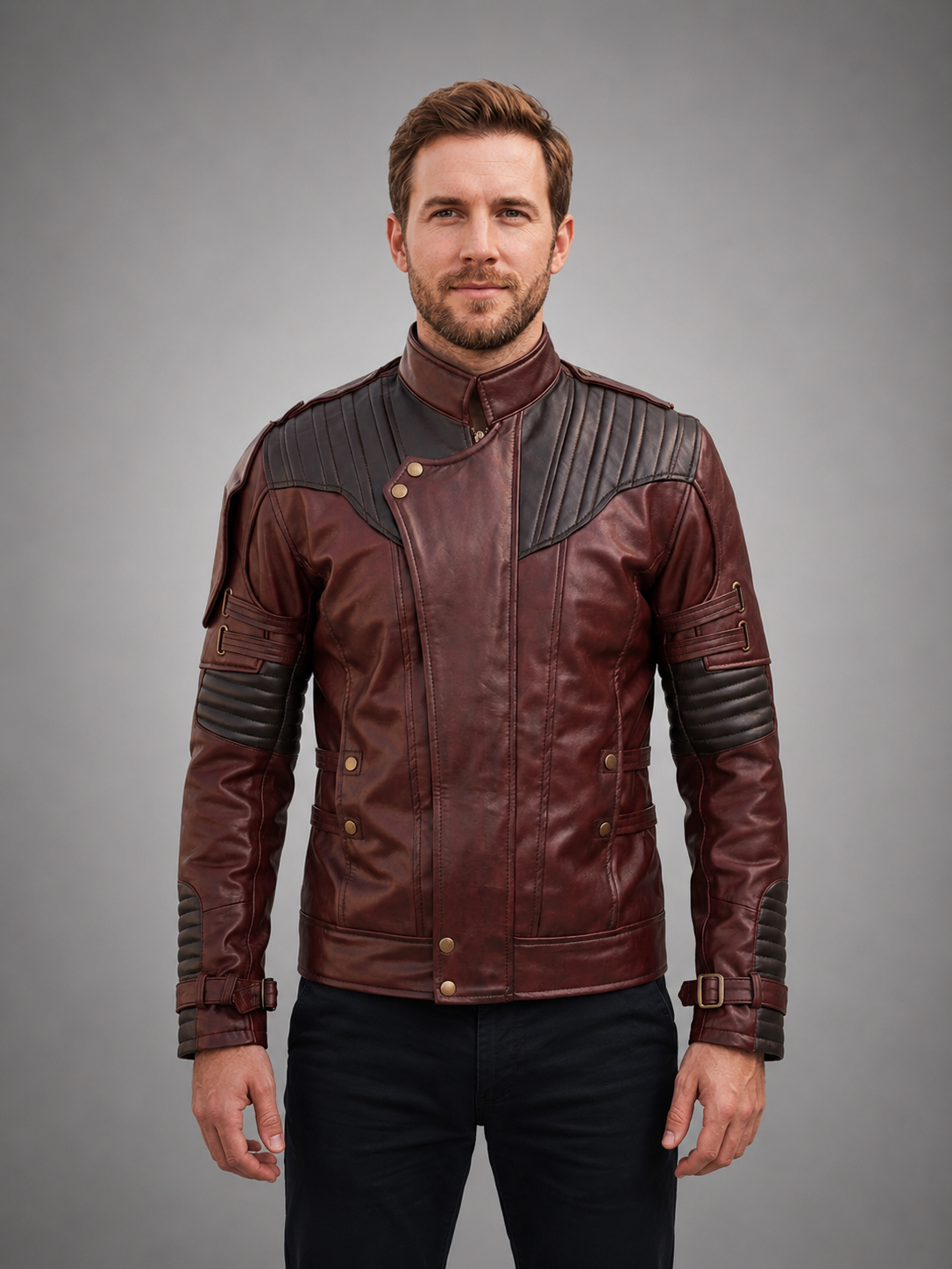 Galaxy Brown Double Shade Leather Jacket For Men