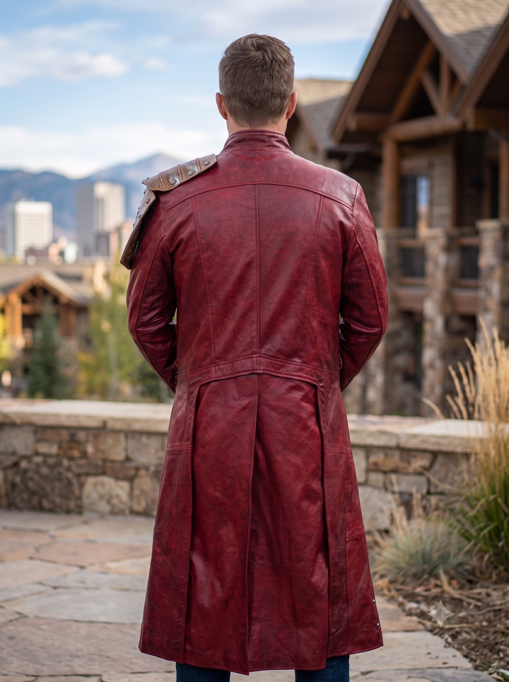 Galaxy Red Leather Coat For Men