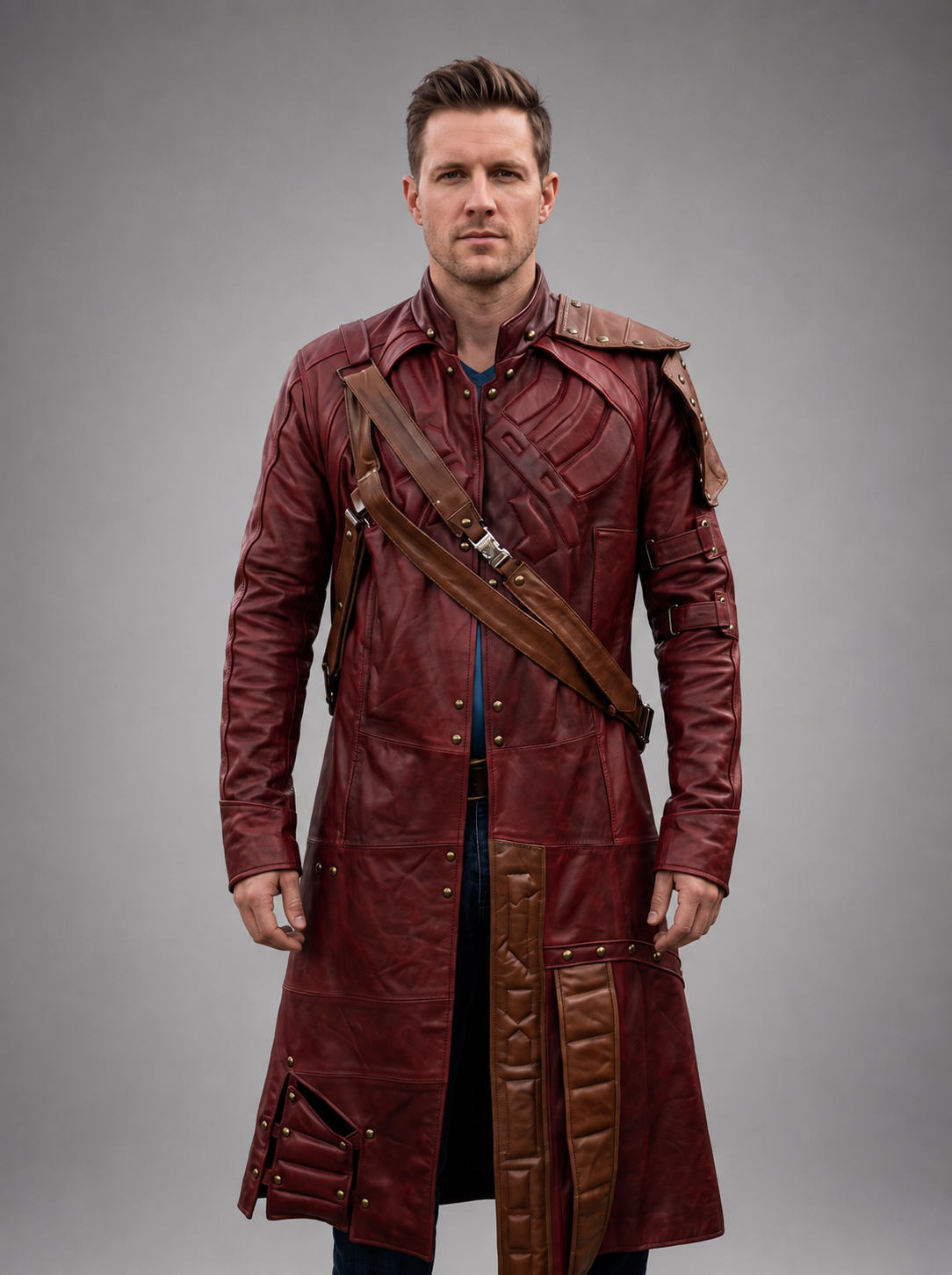 Galaxy Red Leather Coat For Men