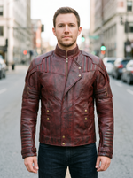 Galaxy Stylish Brown Leather Jacket For Men