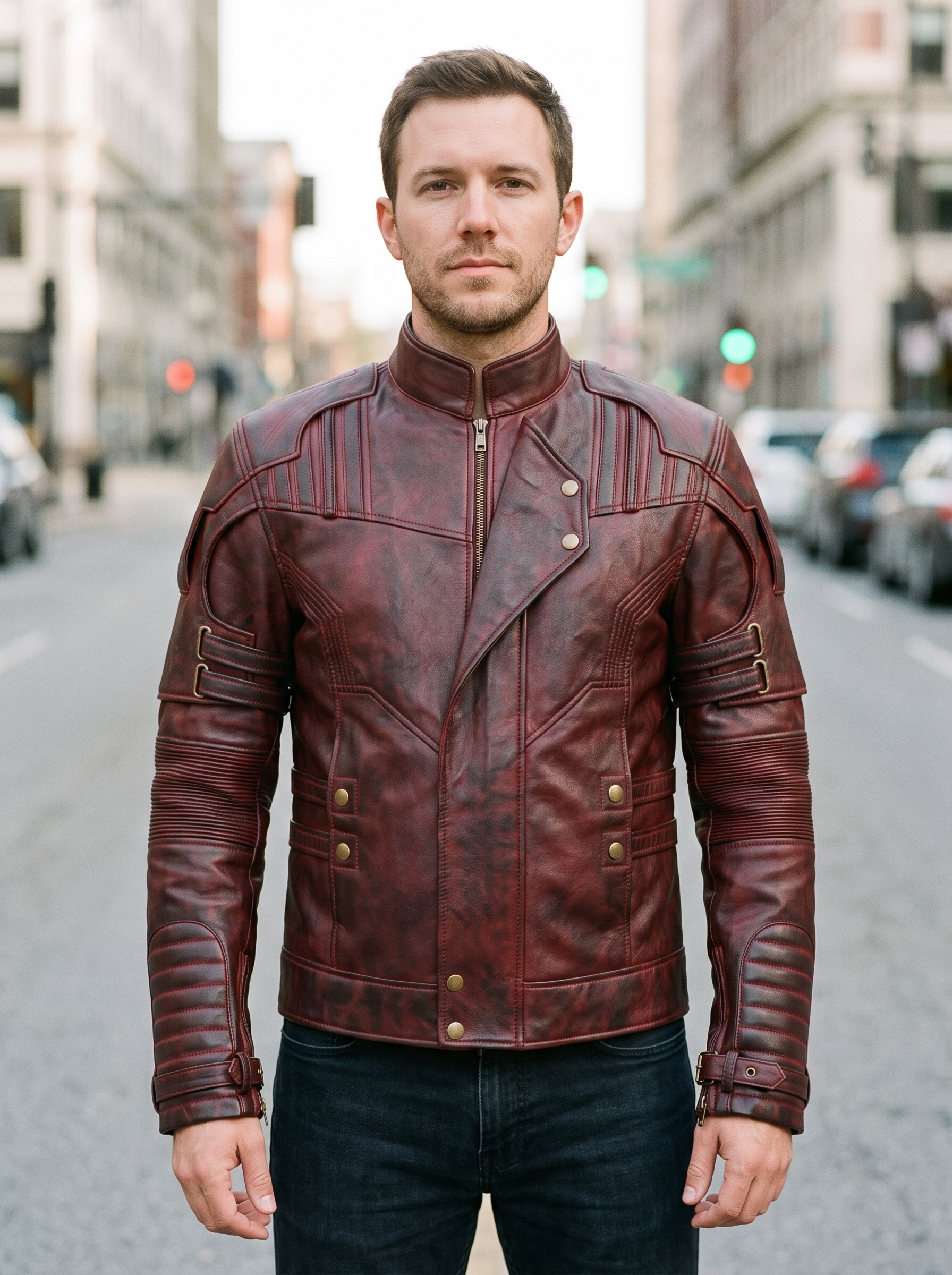 Galaxy Stylish Brown Leather Jacket For Men