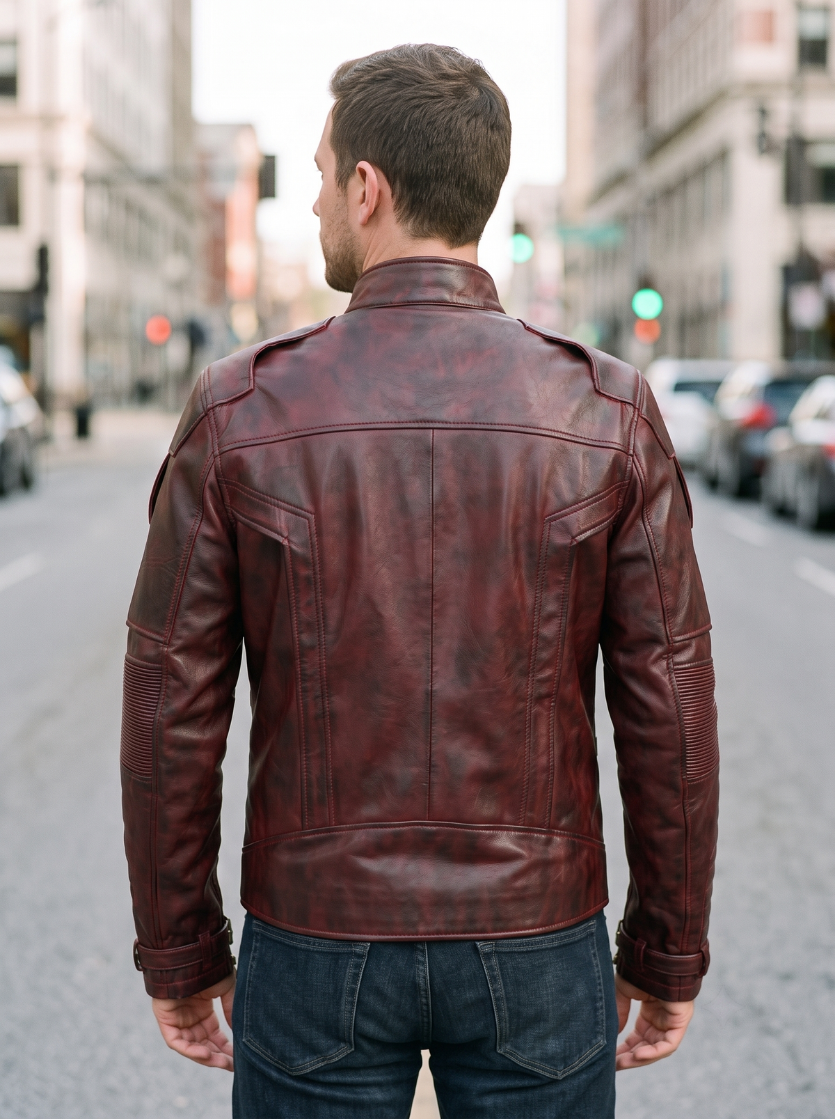 Galaxy Stylish Brown Leather Jacket For Men