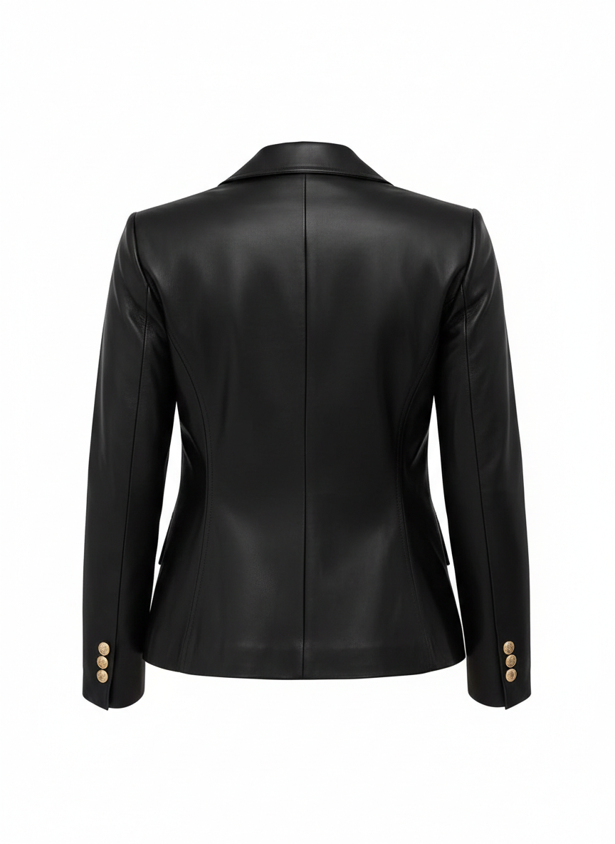 Women's Premium Black Leather Blazer