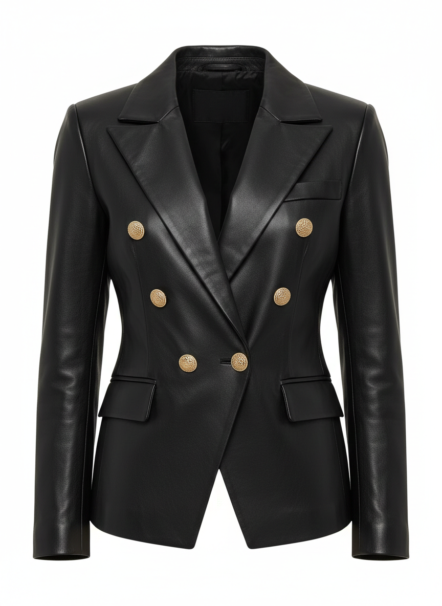 Women's Premium Black Leather Blazer