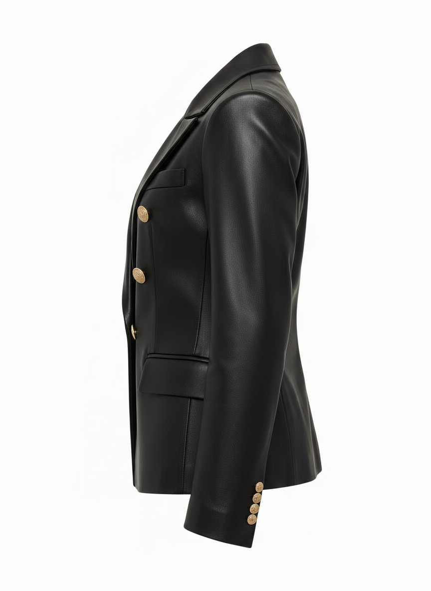 Women's Premium Black Leather Blazer