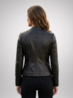 Georgia Stylish Leather Jacket for Women - Black