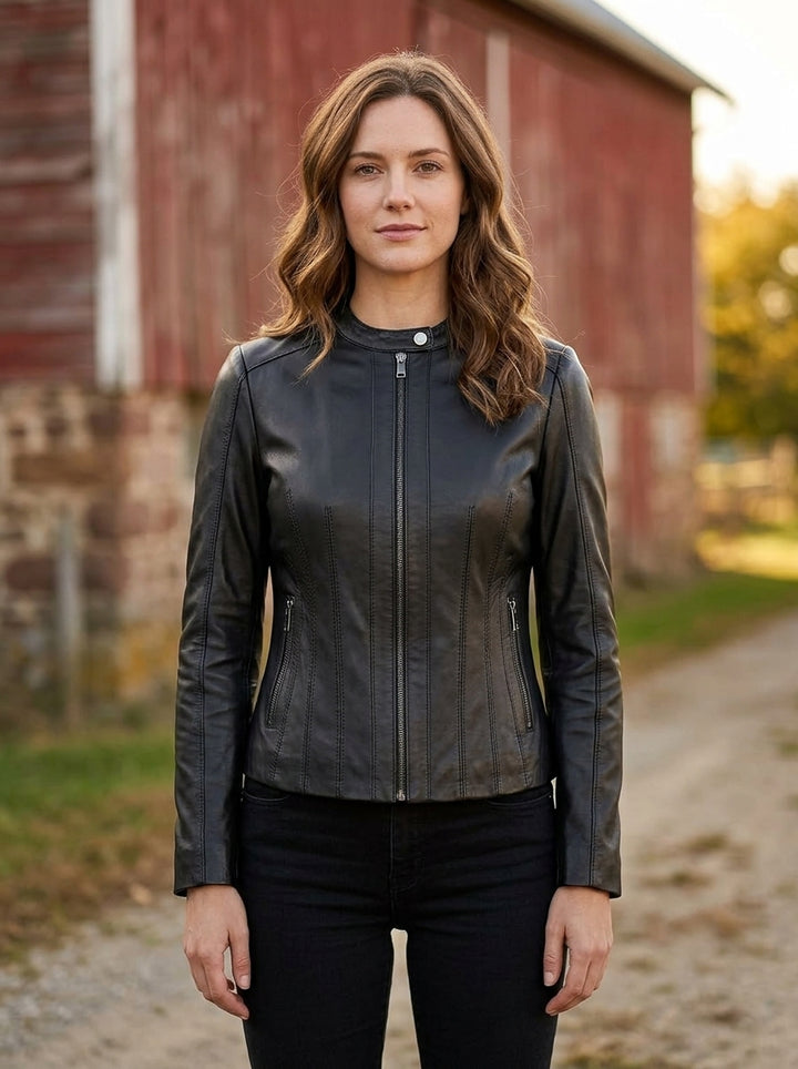 Georgia Stylish Leather Jacket for Women - Black