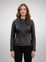 Georgia Stylish Leather Jacket for Women - Black