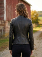 Georgia Stylish Leather Jacket for Women - Black