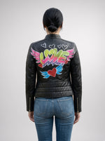 Gianna Sheepskin Black Leather Jacket For Women