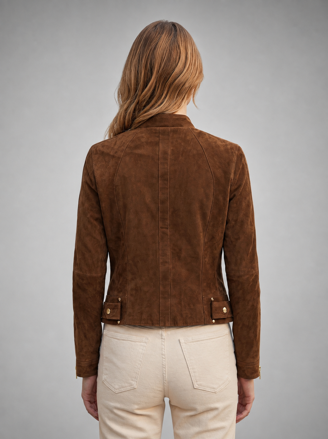 Grace Women's Short Brown Suede Leather Jacket