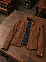 Grace Women's Short Brown Suede Leather Jacket