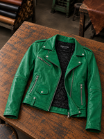 Green Egoist Leather Jacket For Women's