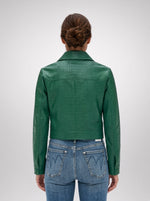 Green Tina Leather Jacket For Women's