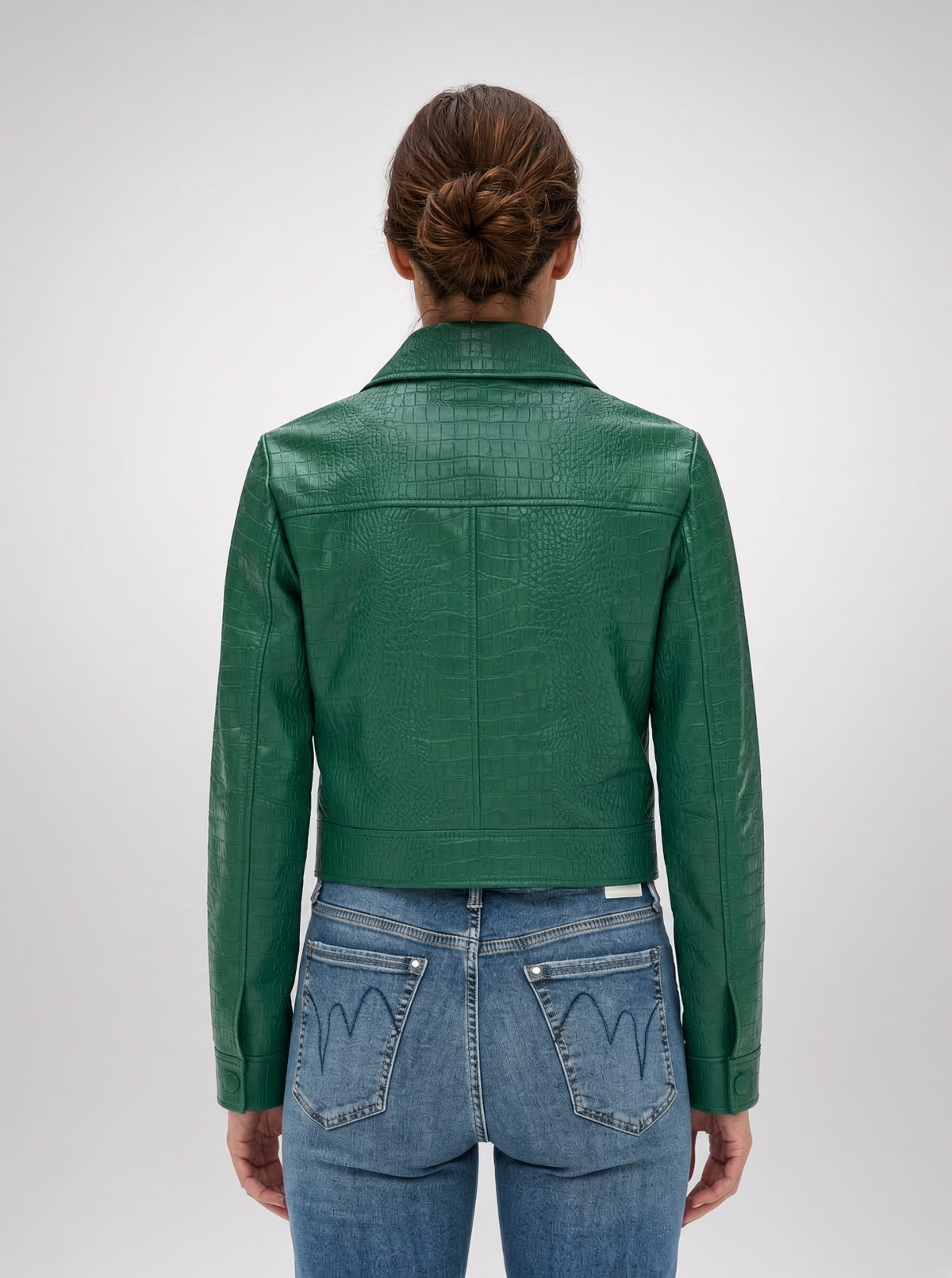 Green Tina Leather Jacket For Women's