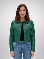 Green Tina Leather Jacket For Women's