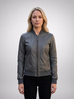 Women Grey Stylish Leather Jacket For Women